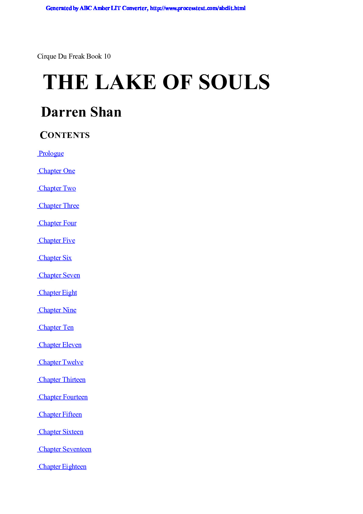 Shan, Darren – Cirque Du Freak 10 – The Lake of Souls