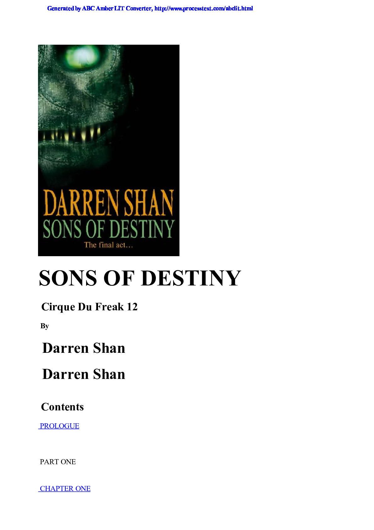 Shan, Darren – Cirque Du Freak 12 – Sons of Destiny