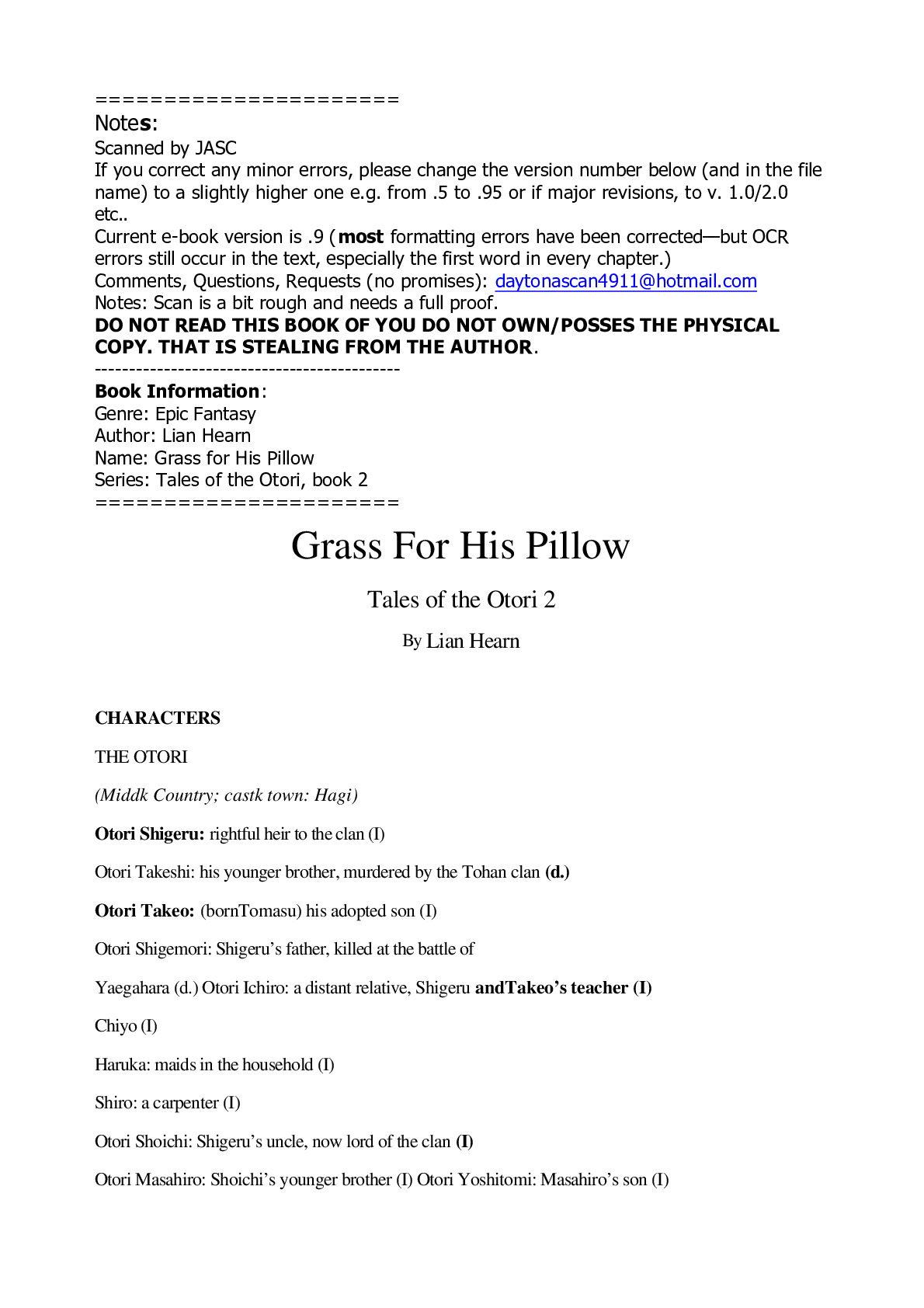 Lian Hearn – Tales of the Otori 02 – Grass for His Pillow