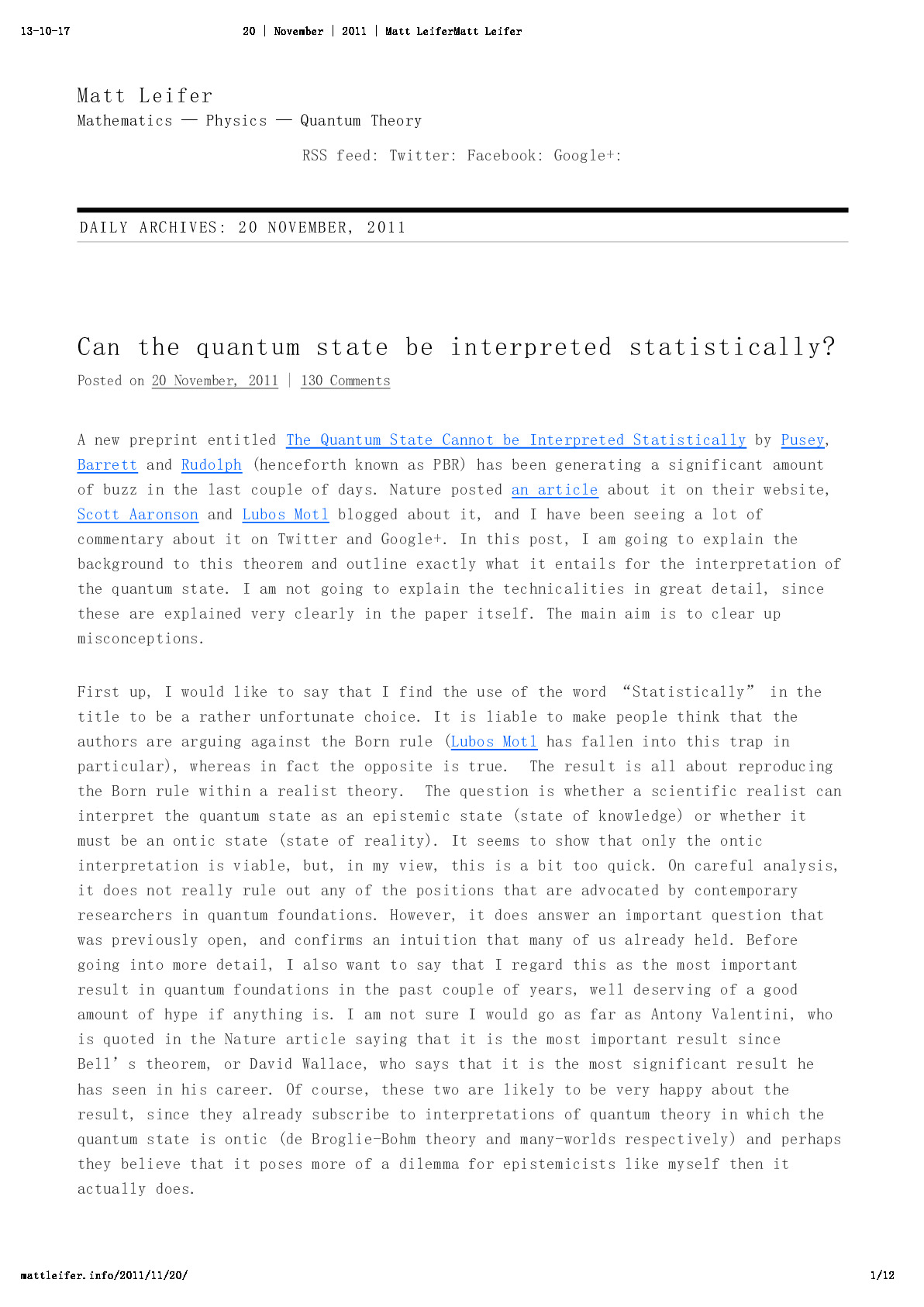 Can the quantum state be interpreted statistically